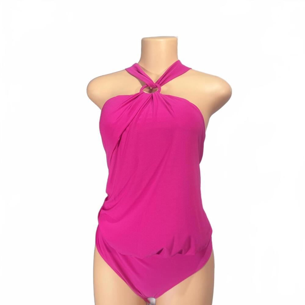 Express Women's Pink Halter Neck One-Piece‎ Bodysuit